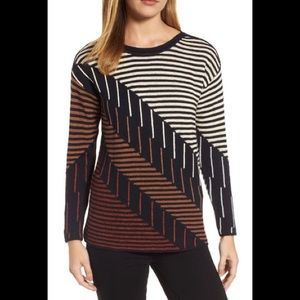 Nic+Zoe-Mixed Stripe Crewneck Pullover (r23)